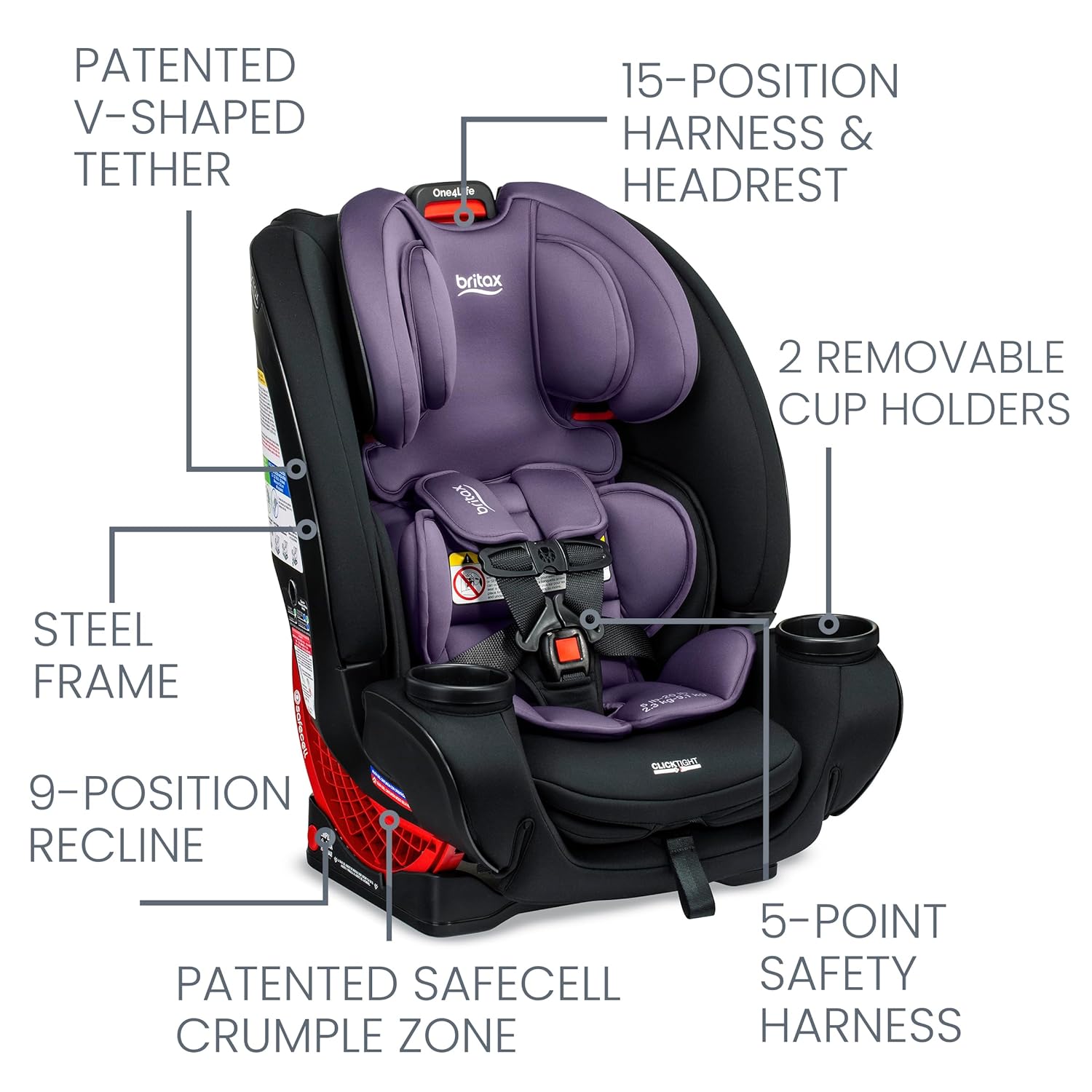 Britax One4Life Convertible Infant Car Seat, 10 Years of Use from 5 to ...